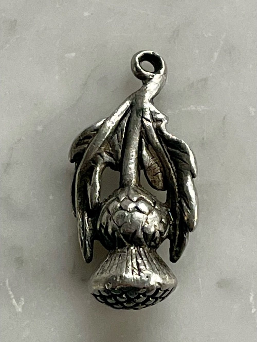 Vintage Sterling Scottish Thistle Pendant Charm